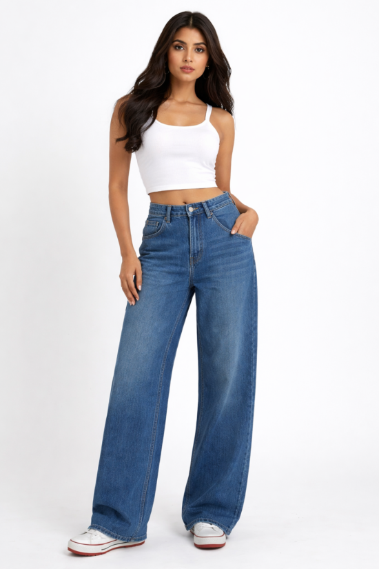 Azure Drift Wide-Leg Denim