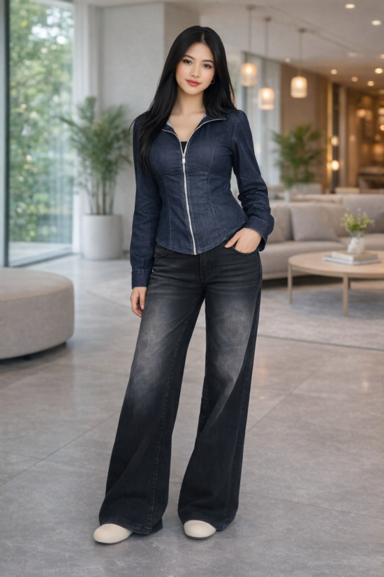 Carbon Drift Wide-Leg Denim